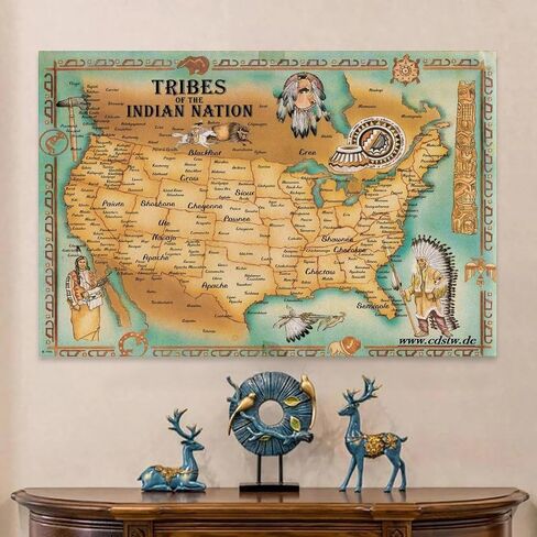 This Is A Map Of American Native Tribe Nations Wall Art US Map Of Indian Tribes Wall Decoration Cool Painting Canvas Wall Posters Poster for Room Aesthetic Posters & Prints on Canvas Wall Art Poster F in Saudi Arabia
