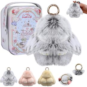 سلسلة مفاتيح Bunnylulu، سلسلة مفاتيح Bunny Lulu، سلسلة مفاتيح أرنب قطيفة مع صندوق رائع، لهدايا عيد الميلاد