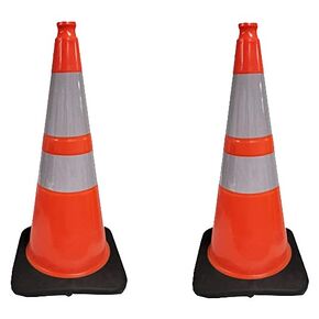 Everstrong 28 Inch Traffic Cone with Reflective Collars (Set of 6 Cones)