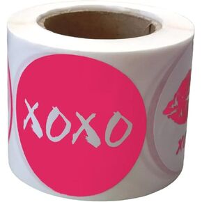 250 Pcs, Pink, XOXO Stickers Roll, Packing Stickers, Envelope Seals, with 3 Beautiful Design, Easy Self Adhesive, Multi-Color and 2 inch