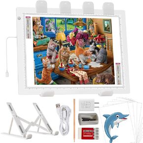 A3 LED Light Pad for Diamond Painting, iVAOOZE 8000+ Lux Adjustable Brightness Tracing Light Box with Stand & UL Adapter, Ultra-Thin Light Board for Weeding Vinyl, Drawing, Animation, Sketching…