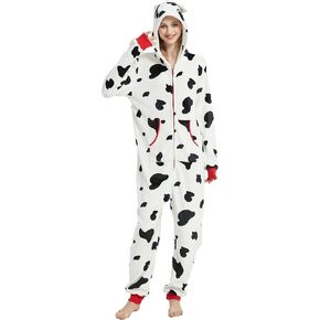 Cow Onesie Adult Women Pajamas Animal Costumes Home Sleepwear Outfit Jumpsuit Plus Size One-Piece Christmas Halloween Cosplay