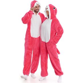 HSCTEK Adult Luxury Double-sided Flannel Shark Onesies with Hoodie(One set for single one)