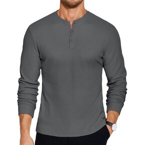 COOFANDY Men's Henley Shirts Long Sleeve Basic Pullover Shirt Lightweight Button T-Shirts