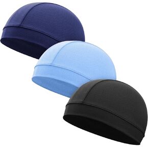 Cosmos 3 Pcs Cooling Skull Cap Helmet Liner Beanie Mesh Cycling Hat Head Wrap Under Helmets Motorcycle Hard Hat for Men Women