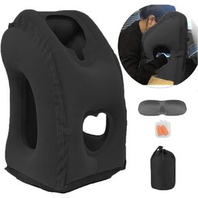 Inflatable Travel Air Pillow for Sleeping to Avoid Neck and Shoulder Pain, Comfortably Support Head and Lumbar, Used for Airplane, Car, Bus and Office (Grey)