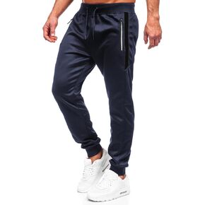 BUXKR Mens Sweatpants Casual Gym Running Workout Pants Athletic Joggers for Men with Zipper Pockets
