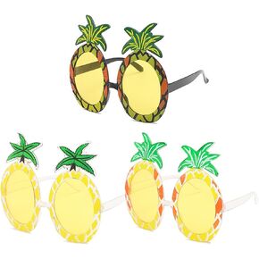 3 Pairs Cute Funny Pineapple Shape Sunglasses Party Glasses Hawaiian Tropical Pineapple Sunglasses for Party Favor Photo Props