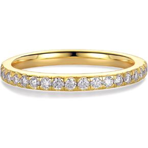 Moissanite Wedding Band for Women, 0.57ct D Color VVS1 Clarity Lab Created Diamond Rings 14K White Yellow Gold Filled Half Eternity Rings Moissanite Stackable Rings for Women Matching Rings