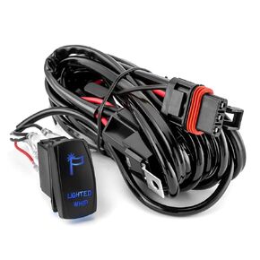 Plug & Play Lighted Whip Wiring Harness Kit for Polaris RZR General Ranger Pulse Bus Bar, 160W 16AWG Wiring Harness with Pulse Power Plug Relay Fuse, 2Lead 12V 5Pin Rocker On Off Waterproof Switch