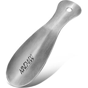 NINEMAX Metal Shoe Horn 7.5'' - Travel Shoehorn Small - Stainless Steel Shoe Horns Travel Size,Short Shoe Spoon for Men Women