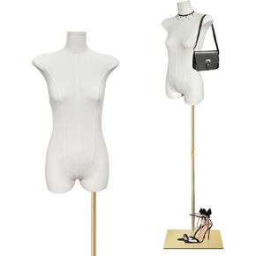 Female Mannequin Dress Form, Women Mannequin Torso for Sewing with Adjustable Metal Stand, Retail Mannequin Body, Clothing Dress Jewelry Display Manikin Body