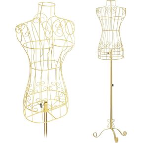SHAREWIN Female Mannequin Metal Steel Wire Dress Form for Display, Vintage Style Maniquine, Adjustable Height Black