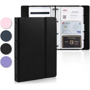 deli Business Card Book Holder, Business Card Organizer, Name Card Book Holder, Portable Office Business Card Holder, Hold 180 Cards, Pink