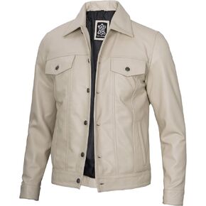 Decrum Leather Jacket For Men - Real Lambskin Vintage Trucker Mens Leather Jackets