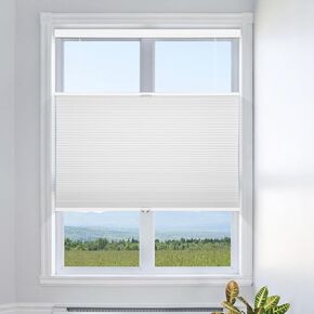 Grandekor Top Down Bottom Up Cellular Shades Cordless, Pull Down Honeycomb Blinds for Windows Room Darkening Blinds & Shades for Living Room Bedroom, Blackout, White, 35" Wx64 H