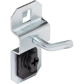 Triton Products 51013 LocHook 1/2-Inch Single Rod 30-Degree Bend 3/16-Inch Diameter Zinc Plated Steel Pegboard Hook for LocBoard, 5-Pack , Silver