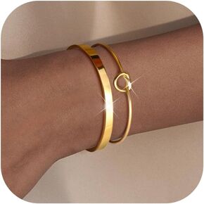 Dainty Gold Bracelets for Women - Trendy 14K Gold Bracelet Stack Set Non Tarnish Gold Beaded Bracelets 5PCS Stackable Waterproof Jewelry for Women Gold Adjustable Cuff/Tennis/Beaded/Paperclip/Cuban Link Chain Bracelet With 2" Extension