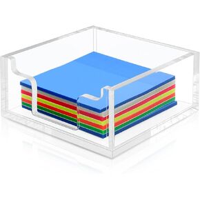 Acrylic Sticky Note Holder, Clear Acrylic Notepad Holder for 3 x 3 Inches Sticky Note Storage Dispenser for School Home and Office Desk Organizer