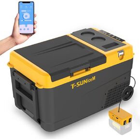 12 Volt Car Fridge, 28 Quart Electric Cooler Dual Zone, Car Refrigerator -4℉~68℉ 12/24V DC & 100-240V AC App Control for Dewalt 18-20V Battery Truck Van RV Camper Travel Camping Road Trips