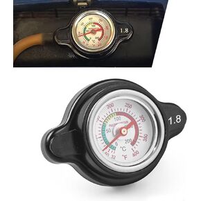 1 Pack Car Radiator Cover with Thermometer, Wear-resistant Vehicle Fuel Tank Cap, Temperature-measurable Design, Universal Automotive Water Tank Seal Cover Accessories (Black)