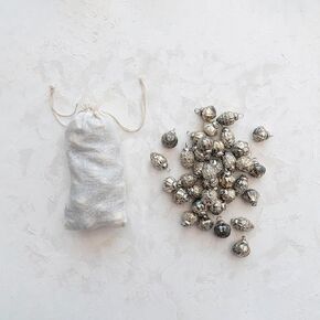 Embossed Mercury Glass Ornaments In Muslin Bag, Red and Green, Set Of 36