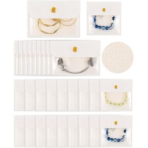 كينينج 24 قطعة من حقيبة المجوهرات الجلدية الليتشي بمقاسين واضحين للسفر وحقائب المجوهرات المحمولة حقيبة هدايا مجوهرات شفافة صغيرة منظم تخزين المجوهرات لسوار وقلادة وحلقة وتغليف القرط in Kuwait