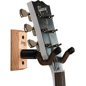String Swing Wall Mount Guitar Hanger for Acoustic or Electric- USA Made Strong Hand Welded Steel and Real Hardwood Cherry CC01K-C
