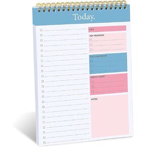 Spiral Notebook, Daily Planner Notepad Undated 51 Sheets Tear Off, Daily Planner Small Notebook, Top Spiral Notebook 8.46" x 5.59", Undated Daily Planner Suitable for Office and Home
