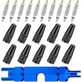 21 PCS Car Valve Core Set, Mountain Bike Valve Core Replacement Core, Valve Core Repair and Removal Tool, Universal for Most Cars (Blue & Black)