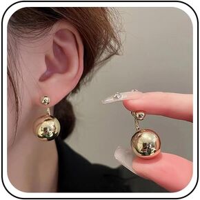Boho Large Ball Ear Jacket Earrings Double Ball Studs Earrings Vintage Ball Round Earrings Geometric Ball Front Back Earrings Earrings Jewelry for Women