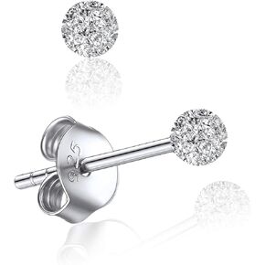 ChicSilver 925 فضة 3 مللي متر الكرة أقراط للنساء الحساسة أقراط صغيرة مستديرة حبة الكرة ترصيع هيبوالرجينيك
