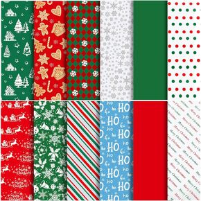 SANNIX Christmas Tissue Paper, 120 Sheets 20 x 20 Inches Christmas Design Red Green Gift Wrapping Paper Tissue Paper for Holiday Gift Wrapping DIY Crafts Christmas Party Decoration (12 Patterns)
