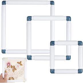 5PCS Square Embroidery Hoops, Plastic Cross Stitch Hoops, Screw Fixing Square Embroidery Frames, DIY Sewing Tools for Cross Stitching (2.7" x 2.9", 3.7" x 4.3", 5.7" x 6.5", 7.7" x 8.7", 9.8" x 11.0")