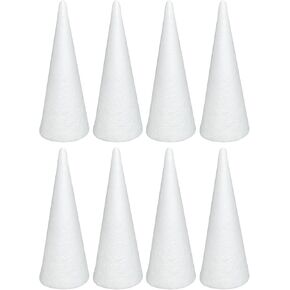 Crafjie Foam Cones for DIY Arts and Crafts (3.75 x 9.7 in, 16 Pack), White Polystyrene Foam Cones Christmas Tree Craft Supplies, for DIY Home Craft Project, Christmas Tree, Table Centerpiece