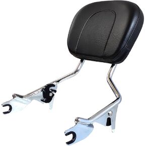 Low Detachables Sissy Bar Rear Passenger Backrest for Harley Davidson 2009-later Touring Models Electra Glide Road Glide Road King Street Glide CVO Ultra (Chrome)