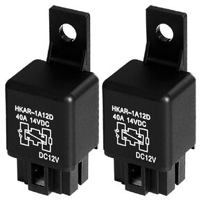4-Pin Relay 12V, 40 AMP, SPST 14VDC Waterproof Automotive Relay for Car Headlight, Speakers, Horn, Air Condition, Fuel Pump,Trunk Solenoids（2pcs)