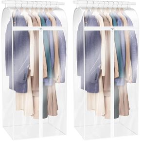 Zilink Dress Bags for Hanging Clothes 60 inch (2 Pack) Clear Garment Rack Cover Hanging Garment Bags for Storage for Coats Long Dress Gown Storage