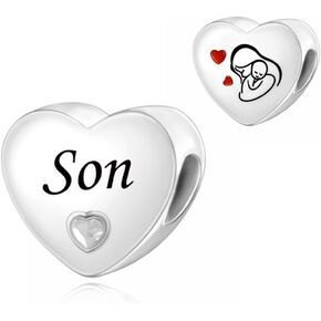 RADIVIDE 925 Sterling Silver Charms, Heart Mom,Wife, Sister Charms, DIY Charms for Pandora Women Bracelets, Charm Gifts for Women's Holidays