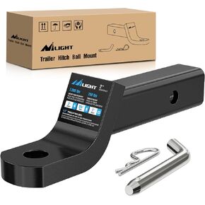 Nilight Trailer Hitch Ball Mount with 5/8" Hitch Pin Clip Fits 2 Inch Receiver Square 7500 lbs 4" Drop, 3" Rise, 1" Hole, Gloss Black Powder Coat, 2 Years Warranty