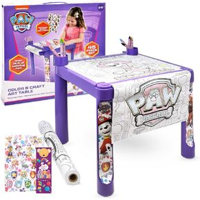 Paw Patrol Coloring & Craft Activity Art Table for Kids Girls with Colorable Roll Crayons Stickers Plastic Table Holder Desk in Saudi Arabia