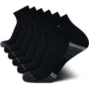 Tommy Hilfiger Mens Athletic Socks Cushion Quarter Cut Ankle Socks (6 Pack), Size 7-12, White Assorted