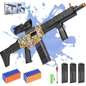 Realistic Sniper Rifle Toy Guns for Nerf Guns Bullets, Electric Foam Blaster Toy Set with Scope, 100 Soft Darts and 3 Magazines, Kids Semi Automatic Machine Toy Gun for Boys 8-12 Old