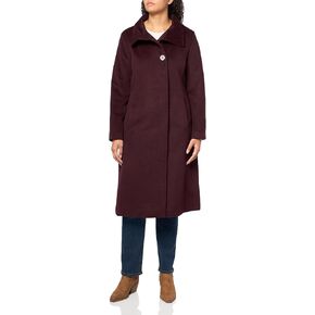 Kenneth Cole Women's Classic Wool Walker W Three Button Stand Collar and Back Belt Detail