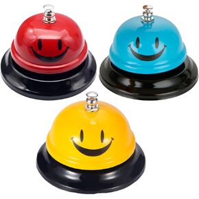 3 Pcs Call Bell Desk Bell for Service, Smile Call Bells with Metal Anti-Rust Construction,Front Desk Bell for Hotel, Restaurant, Office, Schools