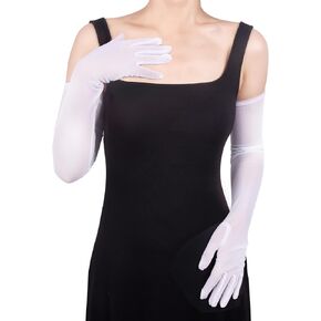 Womens Sexy Long Sheer Gloves Stretchy Tulle Mesh Gloves 1920s Opera Party Dance Gloves