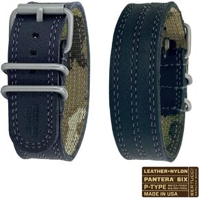 BERTUCCI Men's Obsidian Black Gray 22mm Nylon and Leather Stitch Watch Band