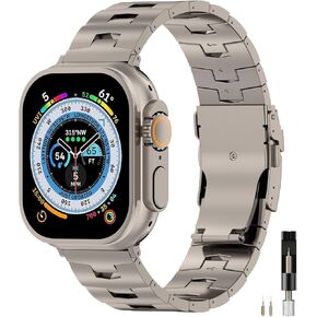 Miimall Titanium Bands for Apple Watch 10 46mm Band, Lightweight Replacement Watch Strap for 49mm 46mm 45mm 44mm 42mm iWatch Ultra 2 Ultra SE 2 SE Series 10 9 8 7 6 5 4 3 2 1, Titanium