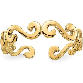 IceCarats 14K Solid Yellow Gold Adjustable Toe Ring Open Midi Band Summer Beach Jewelry