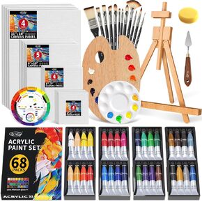 ARTALLY Acrylic Paint Set for Adults & Kids, 62 Pcs Canvas Painting Kits, 32 Colors Acrylic Paint (22ML),Table Easel,Brushes,Canvas, Art Painting Supplies Kit for Students,Artists,Beginners in Saudi Arabia